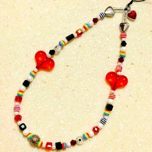 Phone String!! Red heart ♥️ theme! Red heart ❤️ charm!